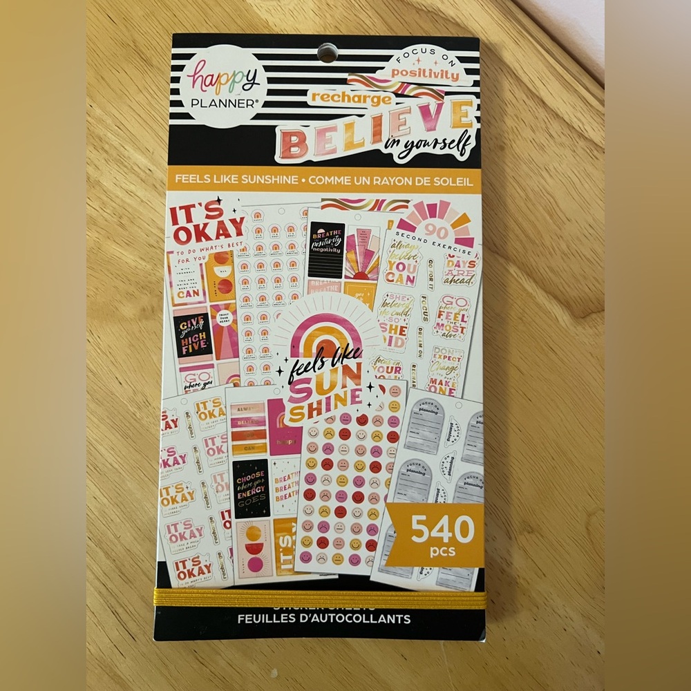 Happy Planner Recharge Believe Sticker Set - Orange, Pink, Yellow